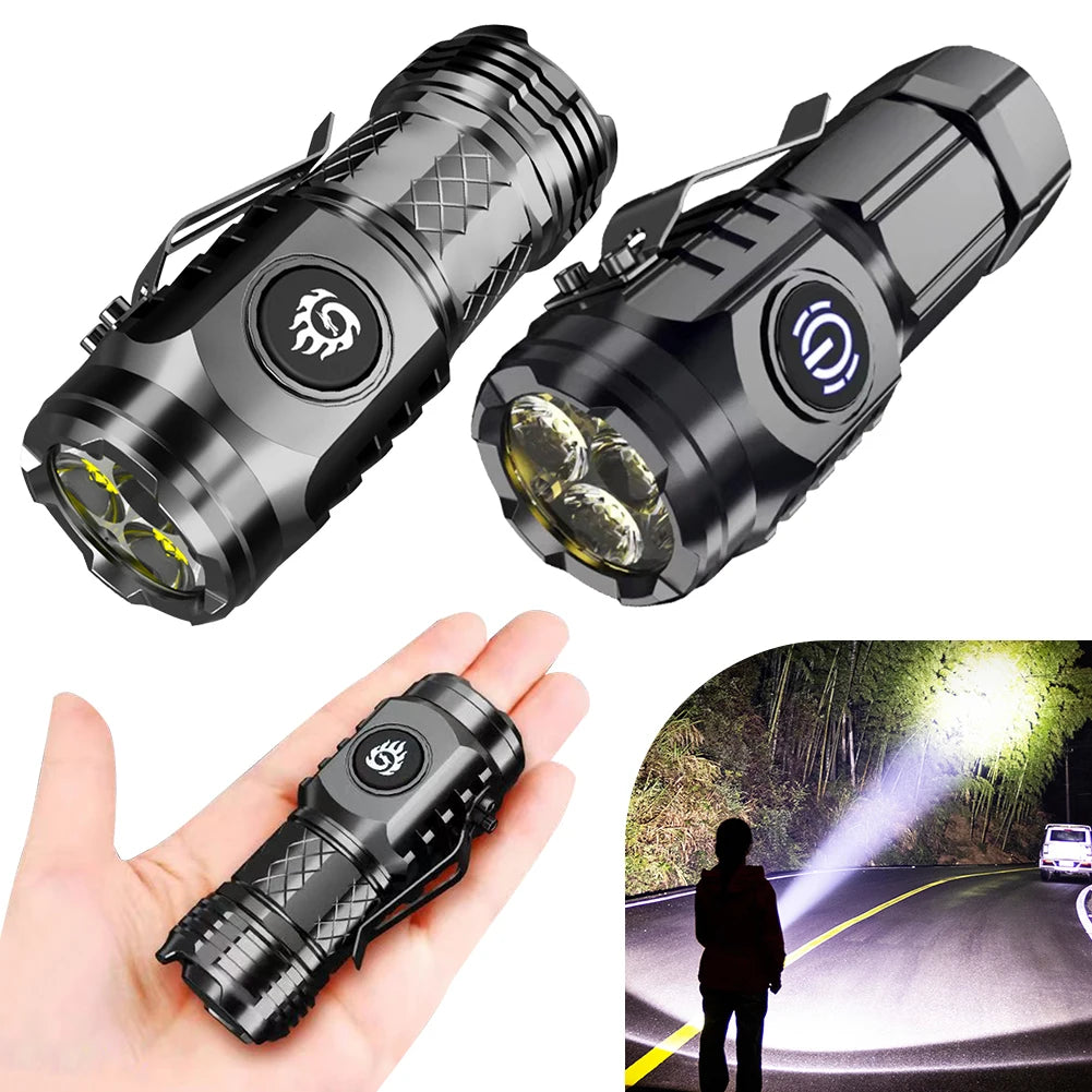 High Power LED Flashlight Torch 20W Ultra Powerful LED Flashlight 18350 Battery Portable Outdoor Flashlight for Hiking Exploring