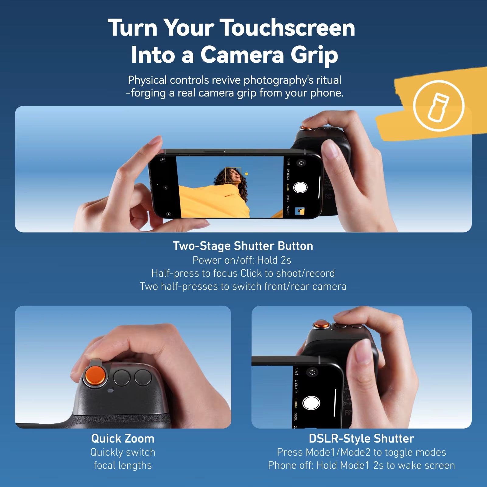 Magnetic Phone Camera Shoot Hand Grip Phone Holder Shooting Aid Remote Control Handle for Iphone HUAWEI SAMSUNG Phone