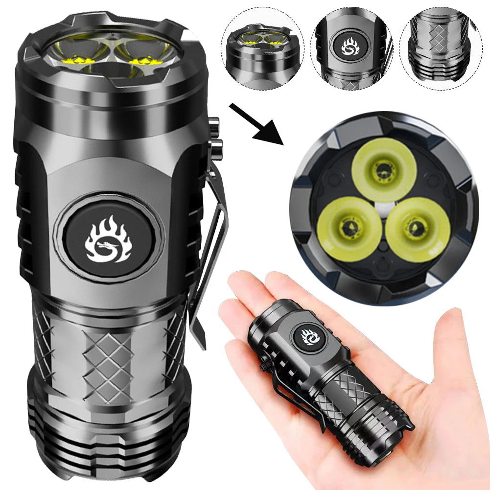 High Power LED Flashlight Torch 20W Ultra Powerful LED Flashlight 18350 Battery Portable Outdoor Flashlight for Hiking Exploring
